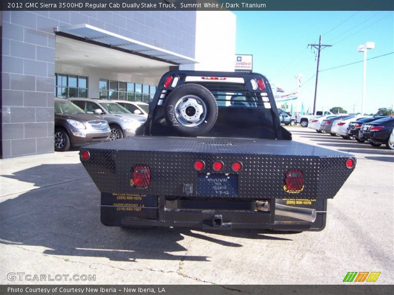 Summit White / Dark Titanium 2012 GMC Sierra 3500HD Regular Cab Dually Stake Truck