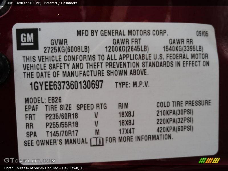 Infrared / Cashmere 2006 Cadillac SRX V6