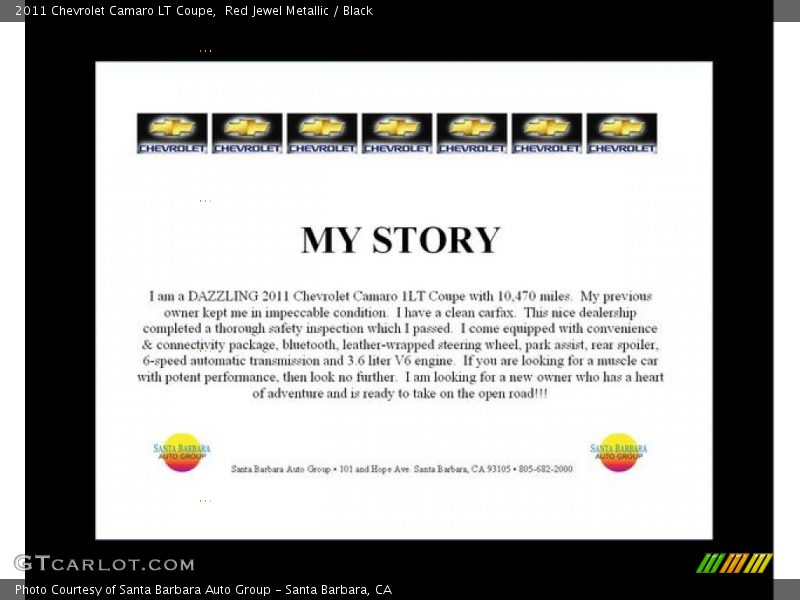 Red Jewel Metallic / Black 2011 Chevrolet Camaro LT Coupe