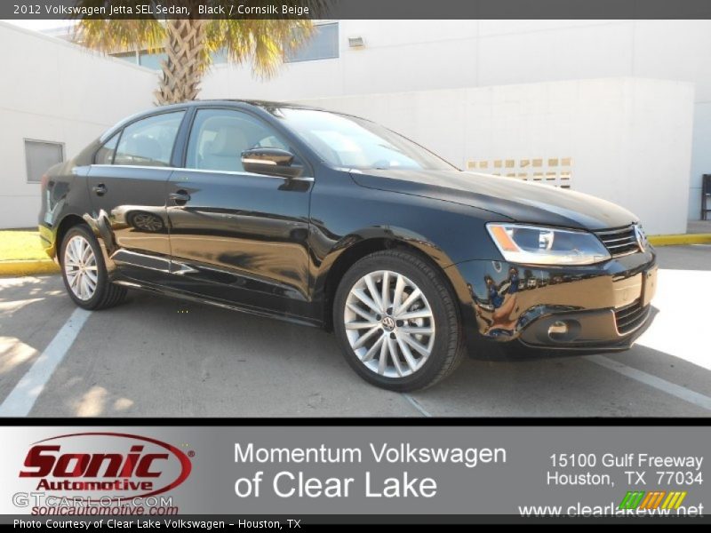 Black / Cornsilk Beige 2012 Volkswagen Jetta SEL Sedan