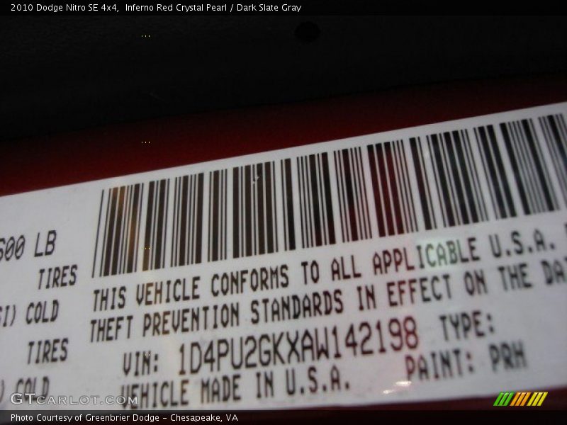 Inferno Red Crystal Pearl / Dark Slate Gray 2010 Dodge Nitro SE 4x4