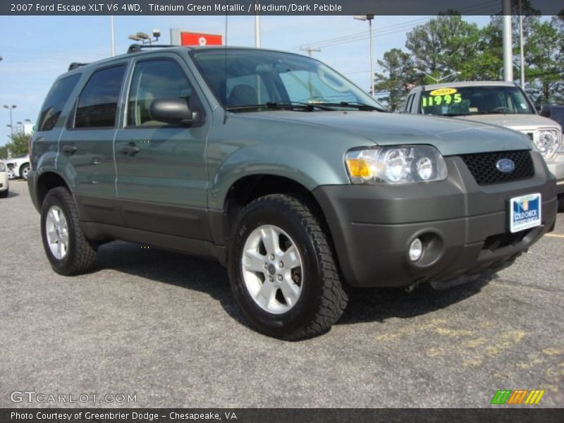 Titanium Green Metallic / Medium/Dark Pebble 2007 Ford Escape XLT V6 4WD