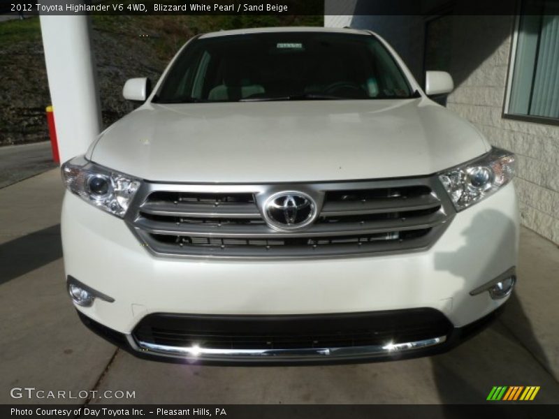 Blizzard White Pearl / Sand Beige 2012 Toyota Highlander V6 4WD