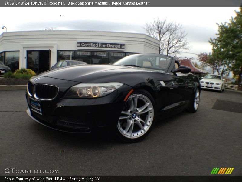 Black Sapphire Metallic / Beige Kansas Leather 2009 BMW Z4 sDrive30i Roadster