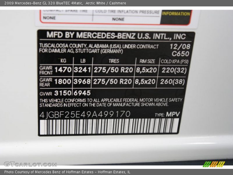 Arctic White / Cashmere 2009 Mercedes-Benz GL 320 BlueTEC 4Matic