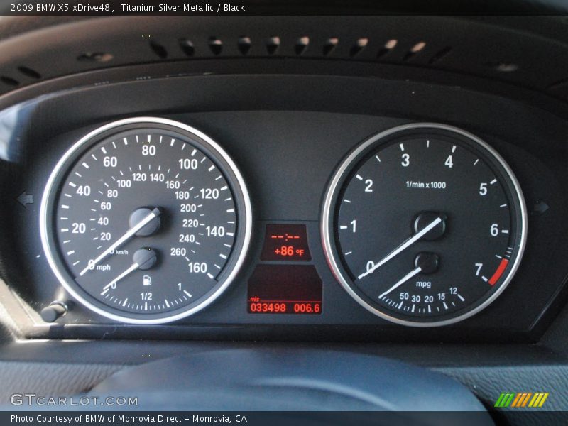 Titanium Silver Metallic / Black 2009 BMW X5 xDrive48i