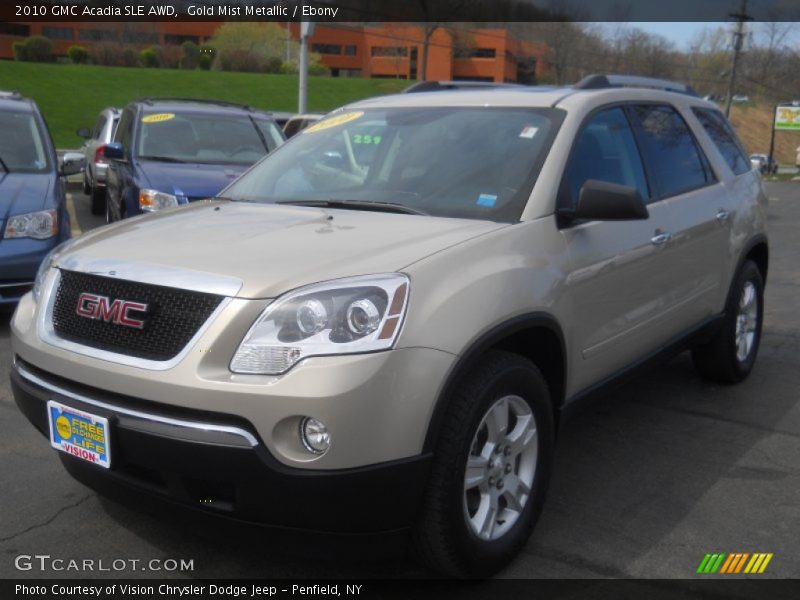 Gold Mist Metallic / Ebony 2010 GMC Acadia SLE AWD