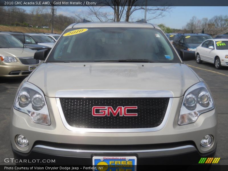 Gold Mist Metallic / Ebony 2010 GMC Acadia SLE AWD