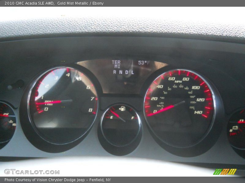 Gold Mist Metallic / Ebony 2010 GMC Acadia SLE AWD