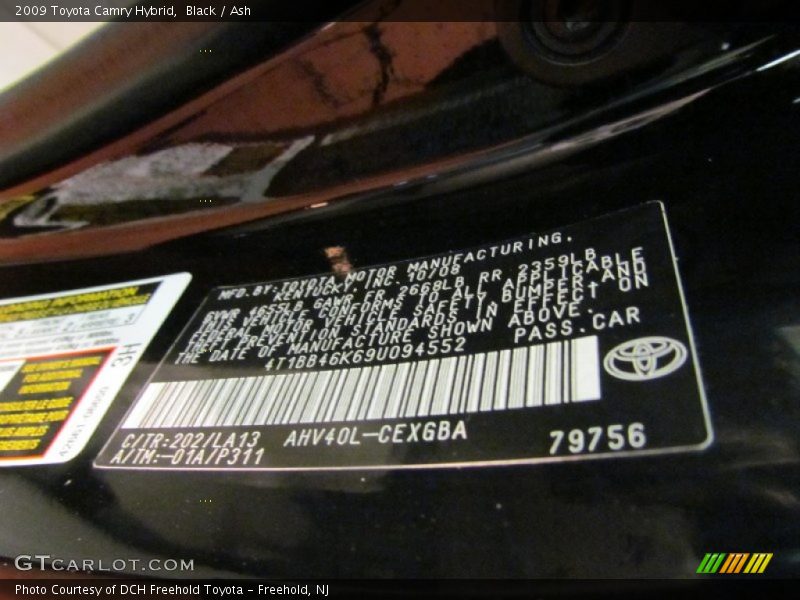 Black / Ash 2009 Toyota Camry Hybrid