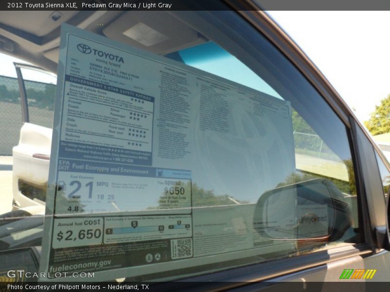 Predawn Gray Mica / Light Gray 2012 Toyota Sienna XLE