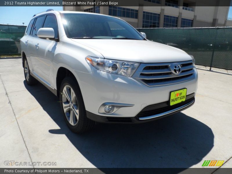 Blizzard White Pearl / Sand Beige 2012 Toyota Highlander Limited