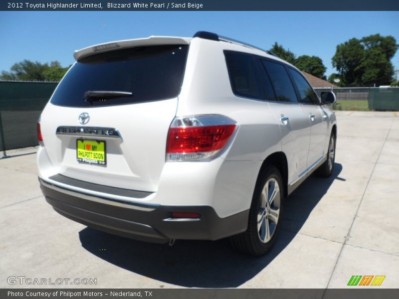Blizzard White Pearl / Sand Beige 2012 Toyota Highlander Limited