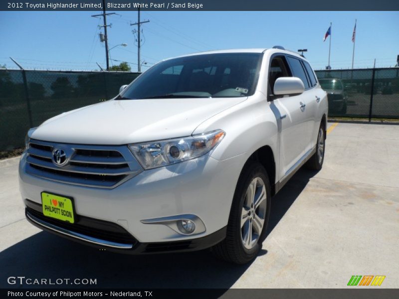 Blizzard White Pearl / Sand Beige 2012 Toyota Highlander Limited