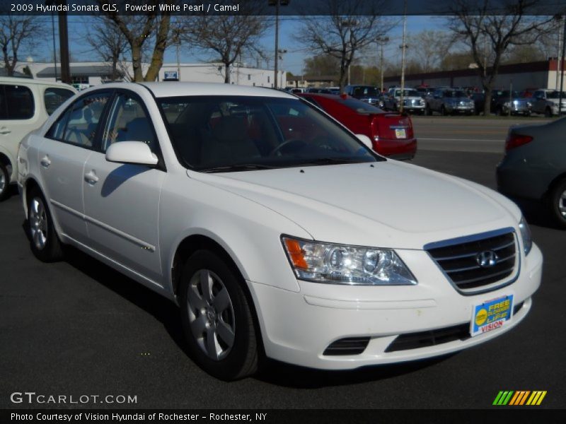 Powder White Pearl / Camel 2009 Hyundai Sonata GLS