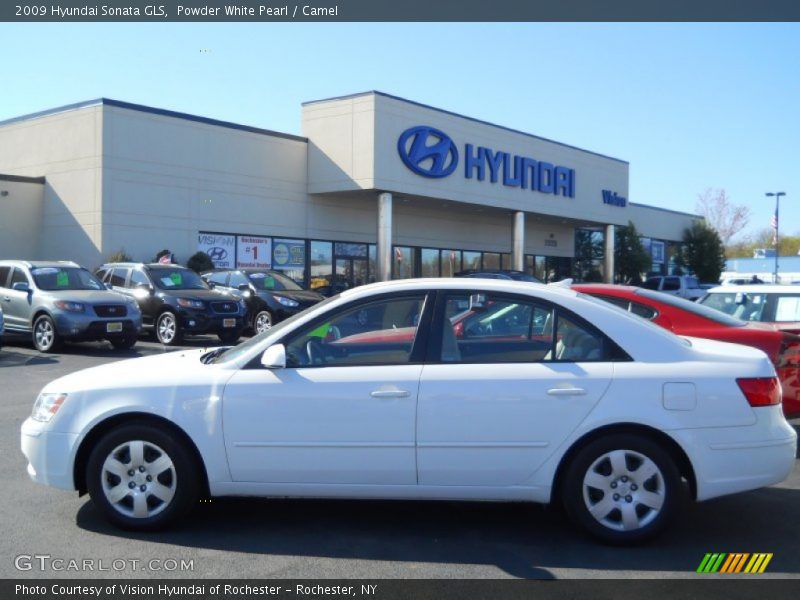 Powder White Pearl / Camel 2009 Hyundai Sonata GLS