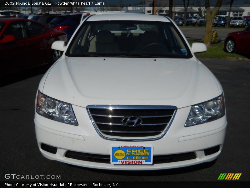 Powder White Pearl / Camel 2009 Hyundai Sonata GLS
