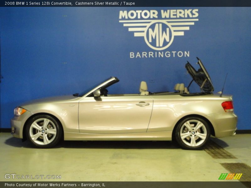 Cashmere Silver Metallic / Taupe 2008 BMW 1 Series 128i Convertible