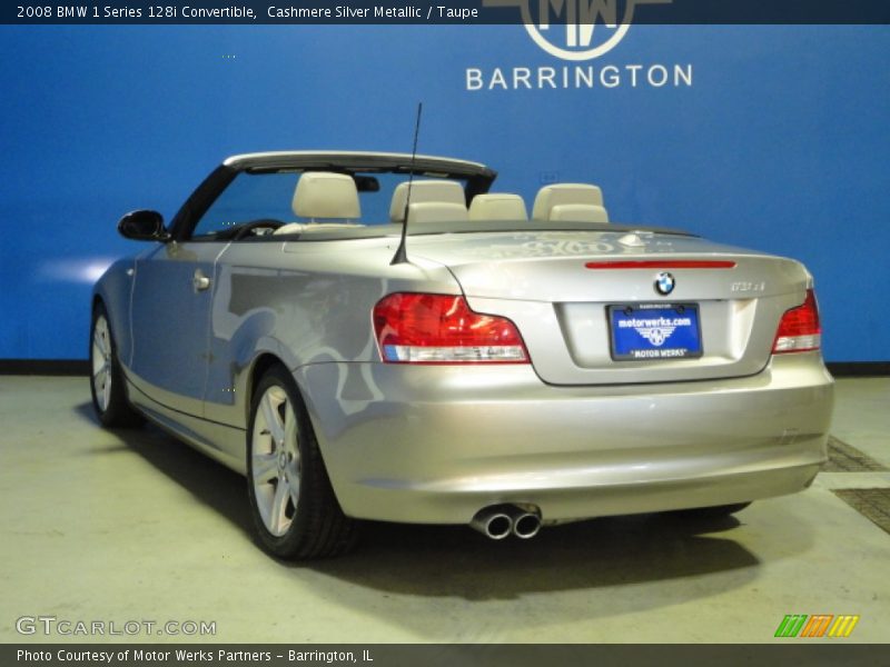 Cashmere Silver Metallic / Taupe 2008 BMW 1 Series 128i Convertible
