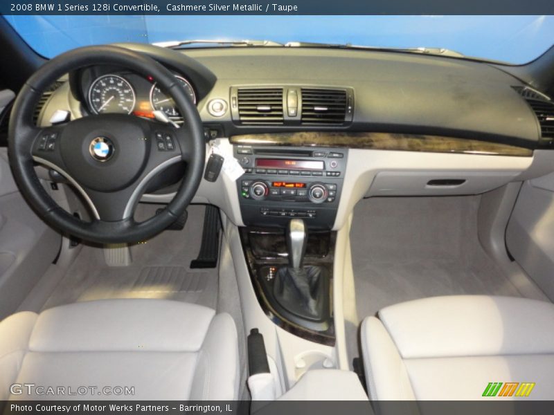 Cashmere Silver Metallic / Taupe 2008 BMW 1 Series 128i Convertible