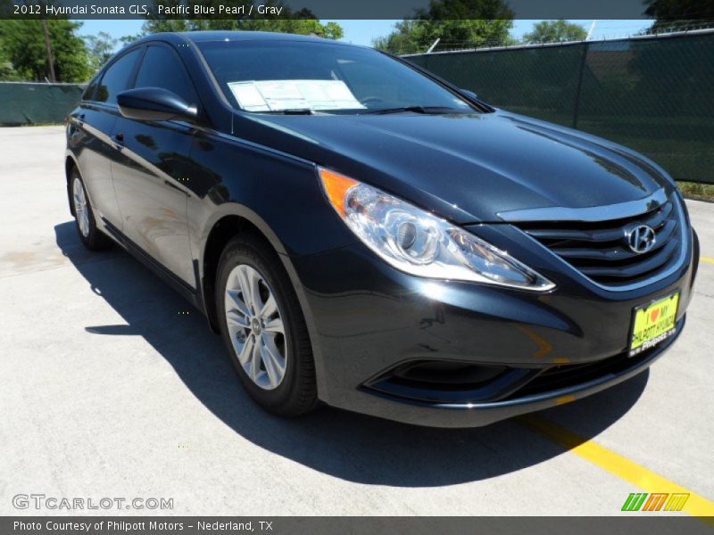 Pacific Blue Pearl / Gray 2012 Hyundai Sonata GLS