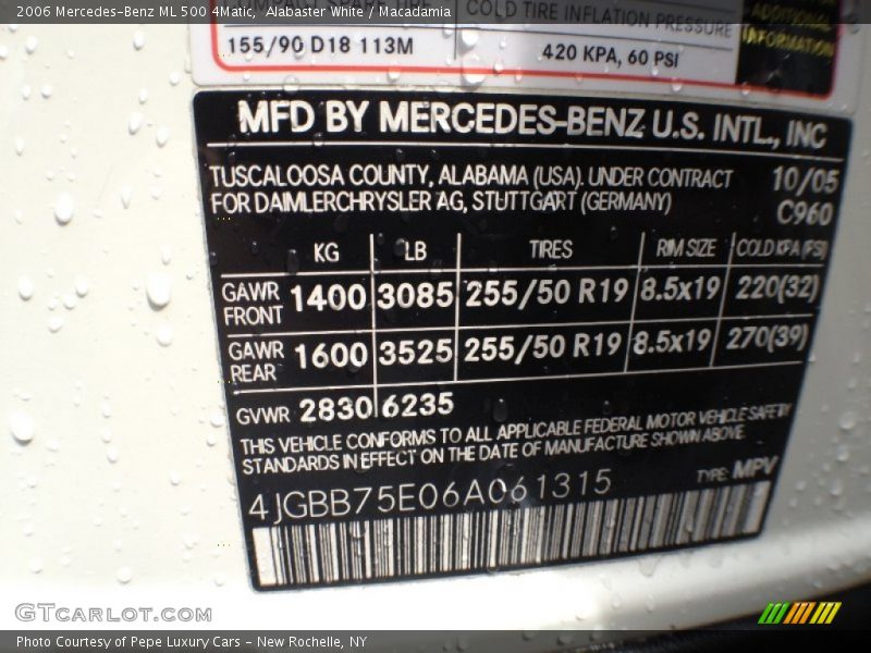 Alabaster White / Macadamia 2006 Mercedes-Benz ML 500 4Matic