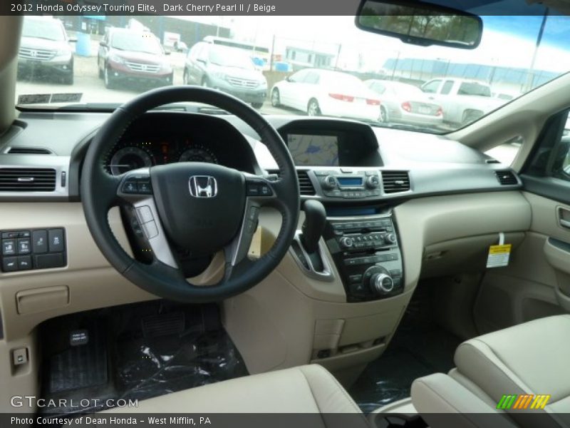 Dark Cherry Pearl II / Beige 2012 Honda Odyssey Touring Elite