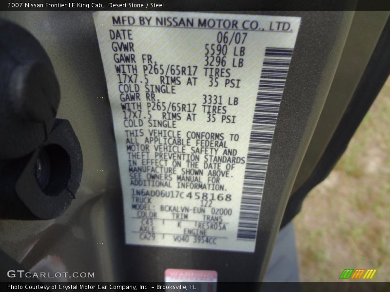 Desert Stone / Steel 2007 Nissan Frontier LE King Cab