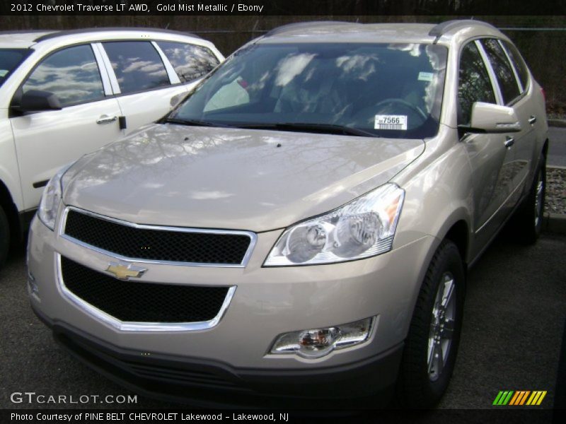 Gold Mist Metallic / Ebony 2012 Chevrolet Traverse LT AWD