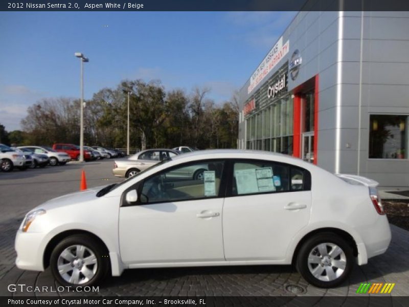 Aspen White / Beige 2012 Nissan Sentra 2.0