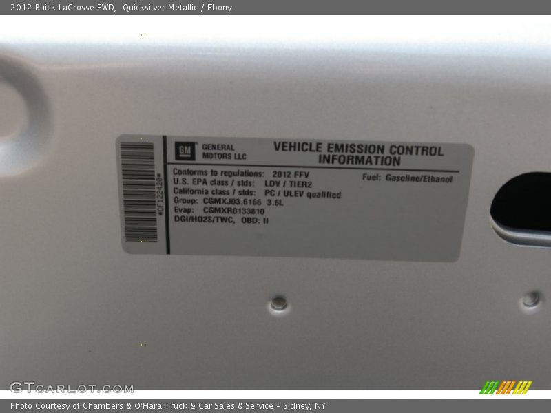 Quicksilver Metallic / Ebony 2012 Buick LaCrosse FWD