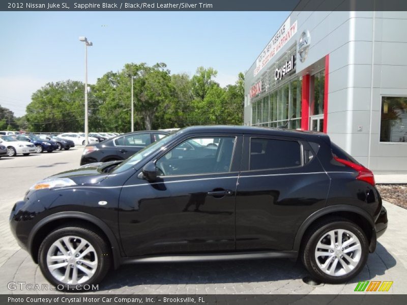 Sapphire Black / Black/Red Leather/Silver Trim 2012 Nissan Juke SL