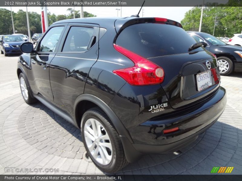 Sapphire Black / Black/Red Leather/Silver Trim 2012 Nissan Juke SL