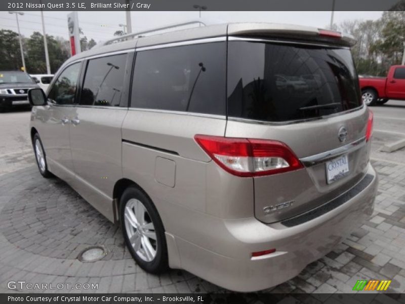Brilliant Silver / Gray 2012 Nissan Quest 3.5 LE