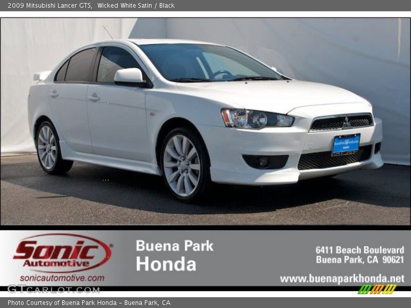 Wicked White Satin / Black 2009 Mitsubishi Lancer GTS