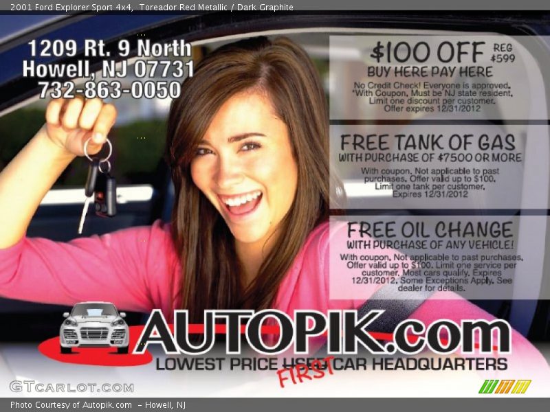Toreador Red Metallic / Dark Graphite 2001 Ford Explorer Sport 4x4