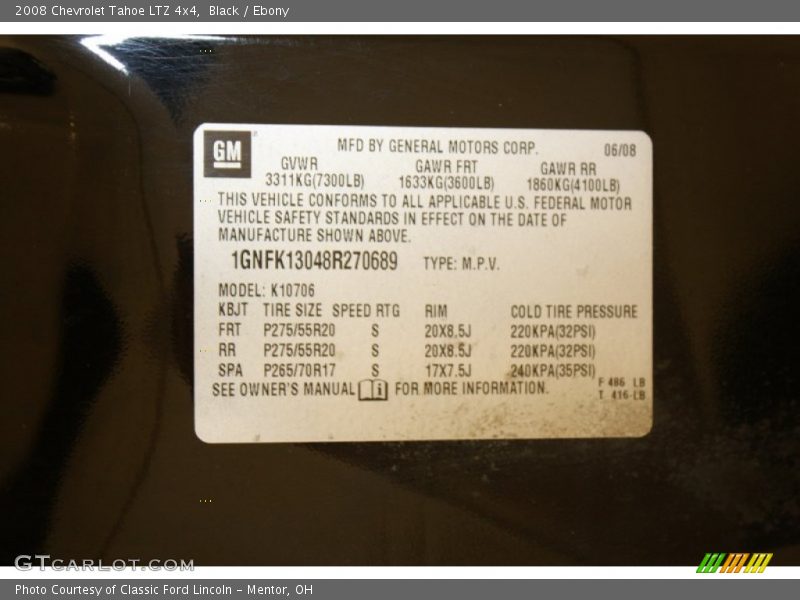 Black / Ebony 2008 Chevrolet Tahoe LTZ 4x4