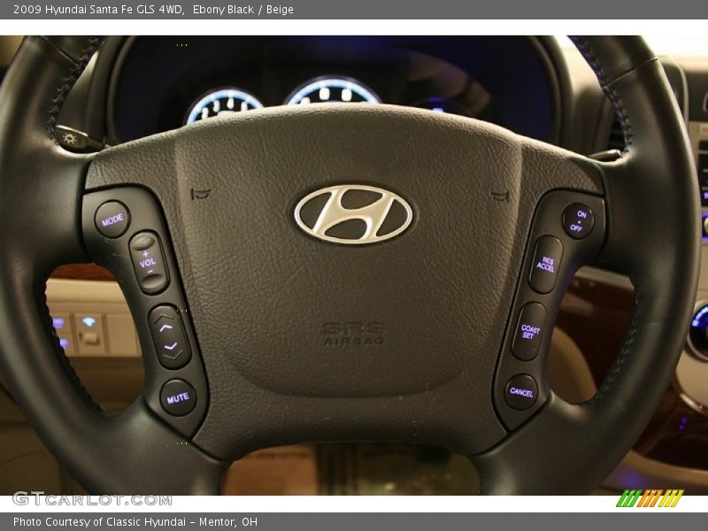 Ebony Black / Beige 2009 Hyundai Santa Fe GLS 4WD