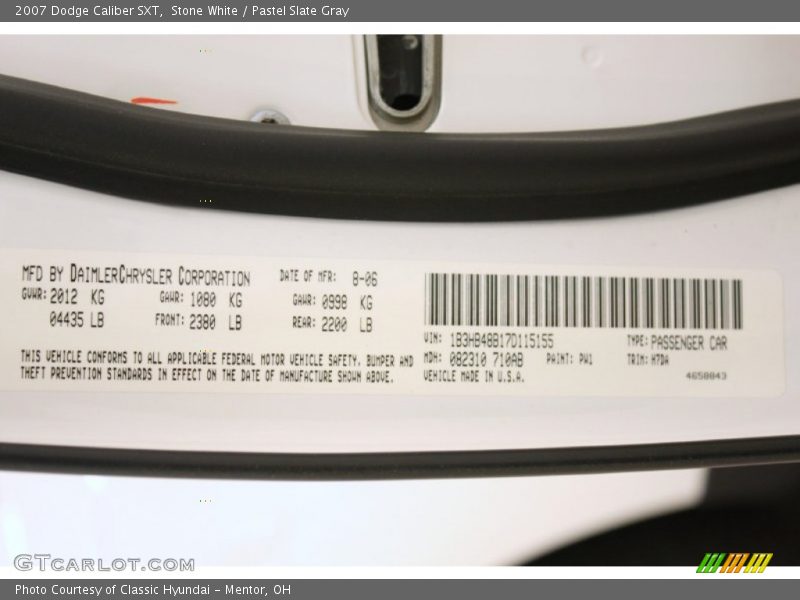 Stone White / Pastel Slate Gray 2007 Dodge Caliber SXT