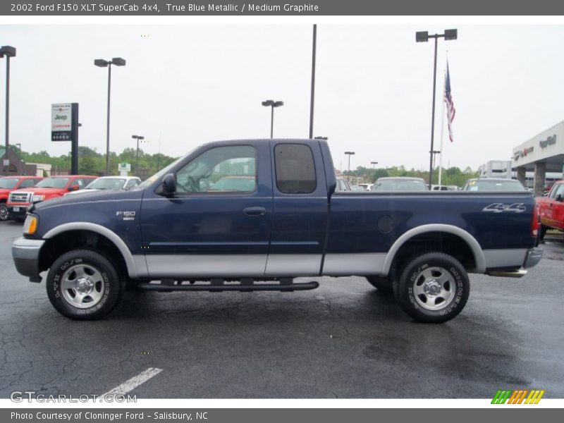 True Blue Metallic / Medium Graphite 2002 Ford F150 XLT SuperCab 4x4