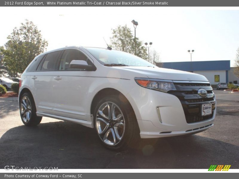 White Platinum Metallic Tri-Coat / Charcoal Black/Silver Smoke Metallic 2012 Ford Edge Sport