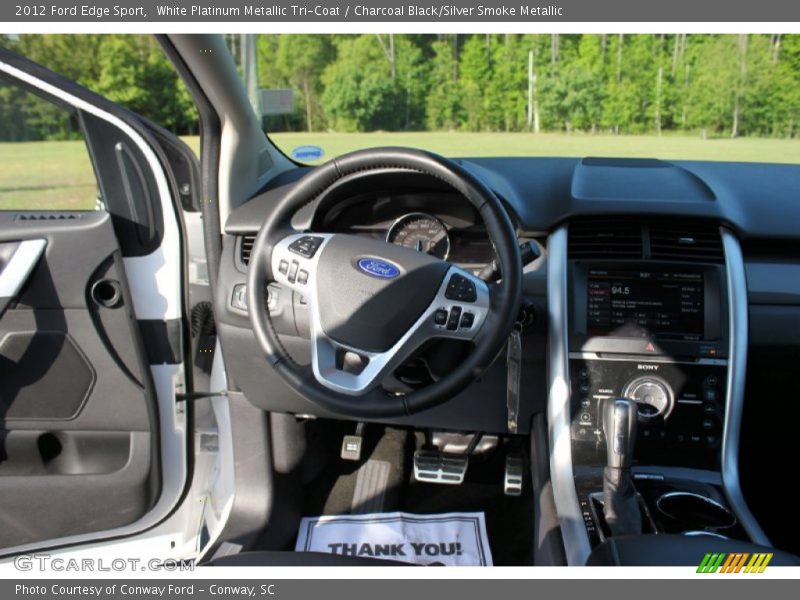White Platinum Metallic Tri-Coat / Charcoal Black/Silver Smoke Metallic 2012 Ford Edge Sport