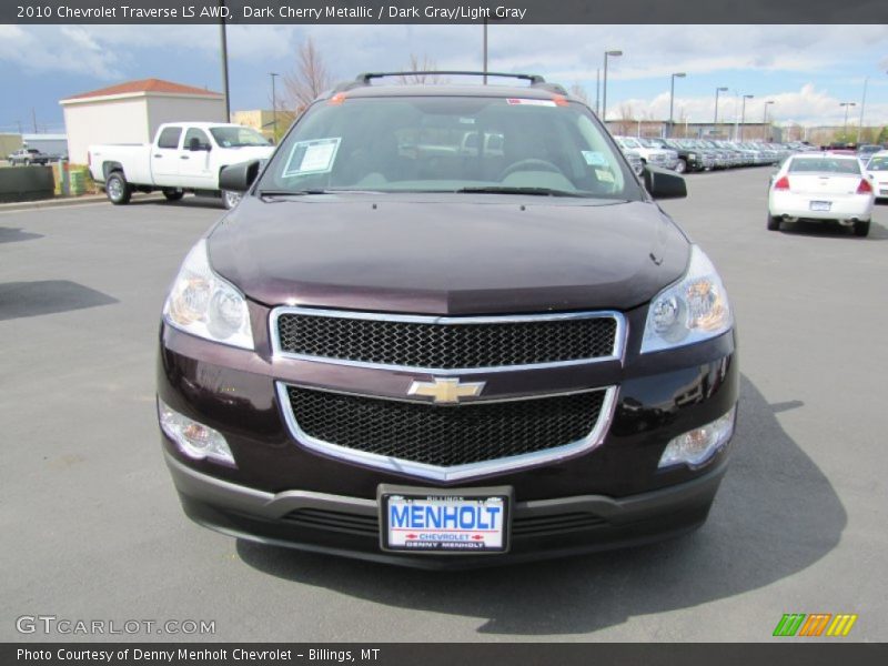 Dark Cherry Metallic / Dark Gray/Light Gray 2010 Chevrolet Traverse LS AWD