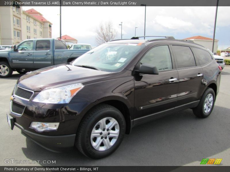 Dark Cherry Metallic / Dark Gray/Light Gray 2010 Chevrolet Traverse LS AWD