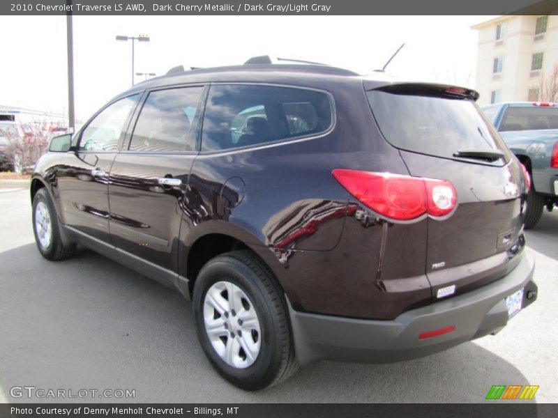 Dark Cherry Metallic / Dark Gray/Light Gray 2010 Chevrolet Traverse LS AWD