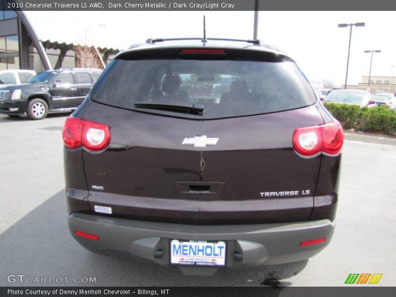 Dark Cherry Metallic / Dark Gray/Light Gray 2010 Chevrolet Traverse LS AWD