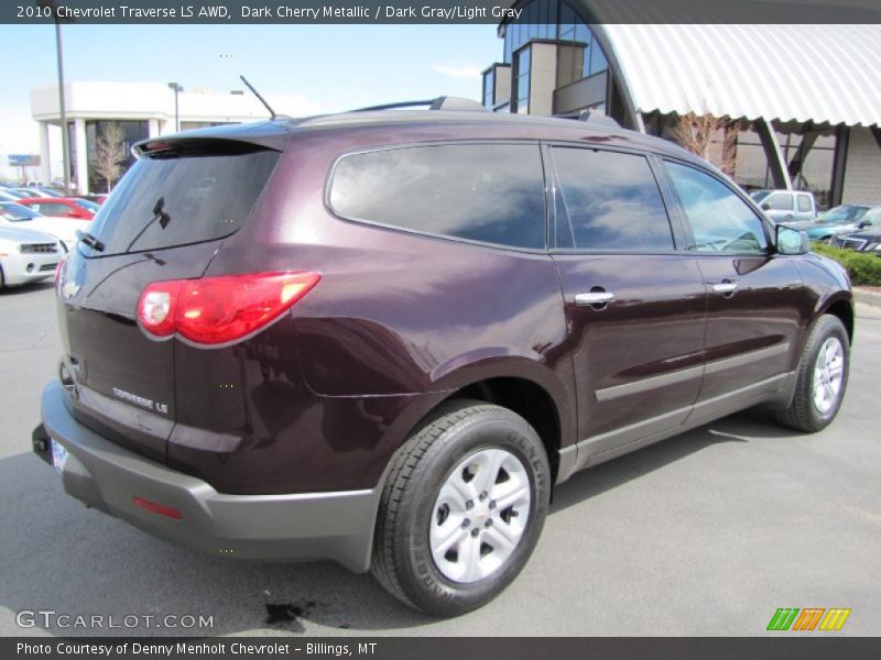 Dark Cherry Metallic / Dark Gray/Light Gray 2010 Chevrolet Traverse LS AWD