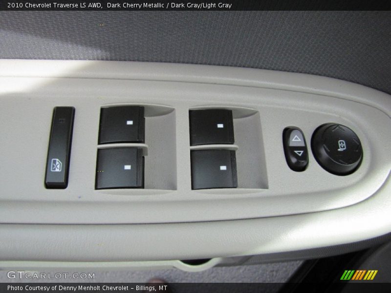 Dark Cherry Metallic / Dark Gray/Light Gray 2010 Chevrolet Traverse LS AWD