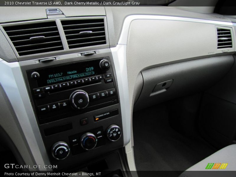 Dark Cherry Metallic / Dark Gray/Light Gray 2010 Chevrolet Traverse LS AWD