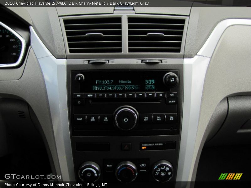 Dark Cherry Metallic / Dark Gray/Light Gray 2010 Chevrolet Traverse LS AWD